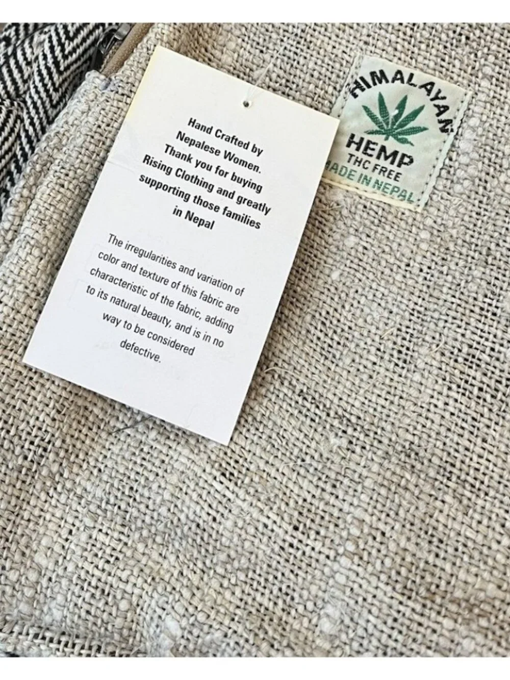 Small Pure Hemp Backpack Shoulder Strap Bag Natural Convertible Nepal NWT